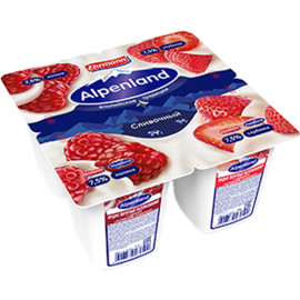 Alpenland 7,5% 95г Малина/Клубника 4х95 гр. НН